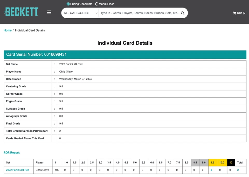 Chris Olave RC BGS 9.5: 2022 Panini XR Red Parallel Rookie Gisto /249 POP 2 - Image 3 of 4