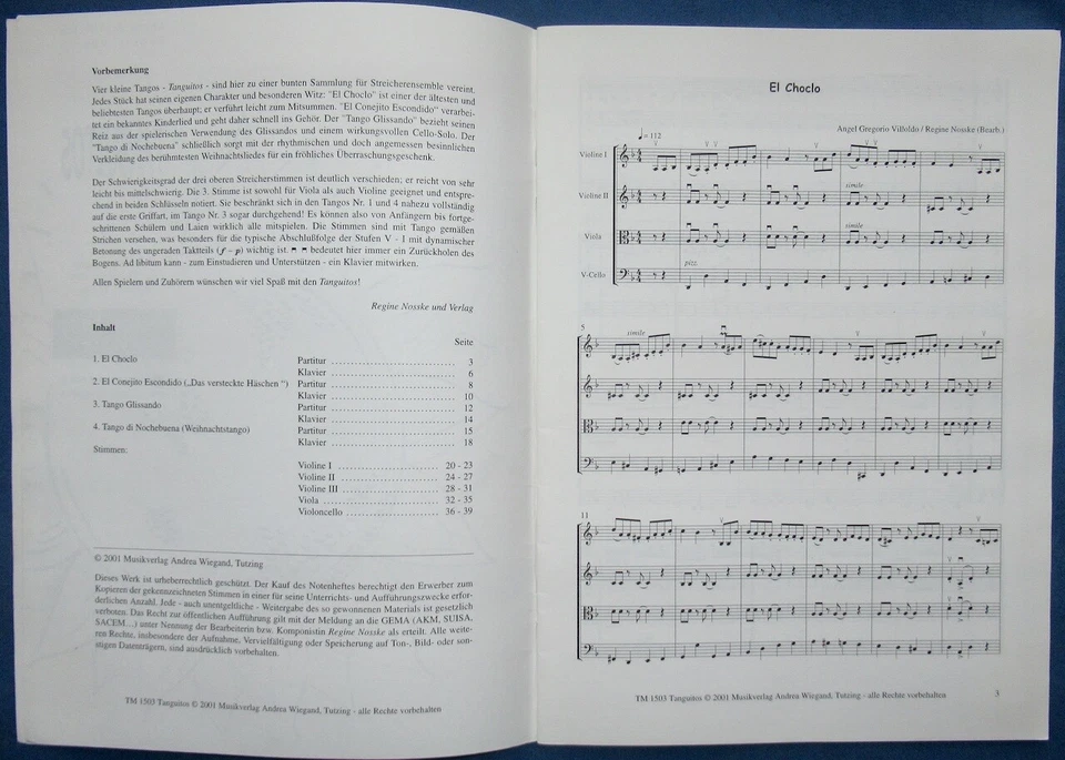 4 TANGO DANCE PARTITION RECUEIL PIANO CORDES NOSSKE VILLOLDO CHOCLO GLISSANDO .. - Photo 4/4