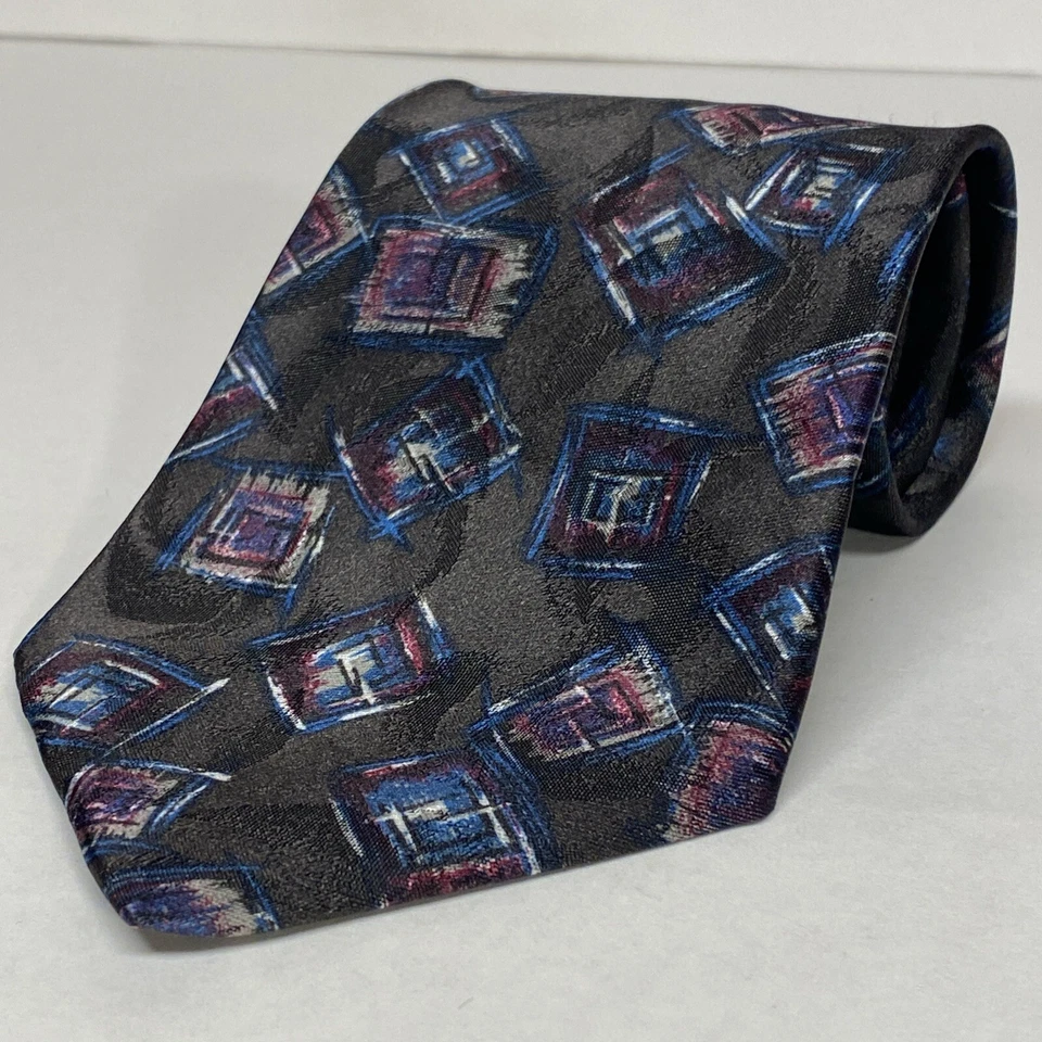 PIERRE CARDIN Tie Multi Abstract VTG 80s 90s Saved By The Bell Made In USA S3 - Image 3 of 4