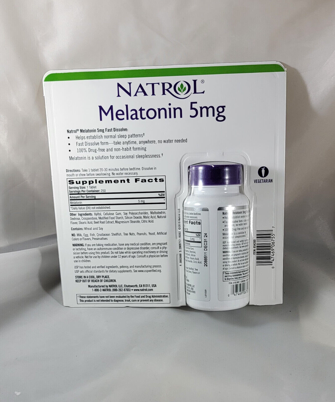 Natrol Melatonin 5 mg Sleep Aid 250 Fast Dissolve Tablets (Strawberry ...