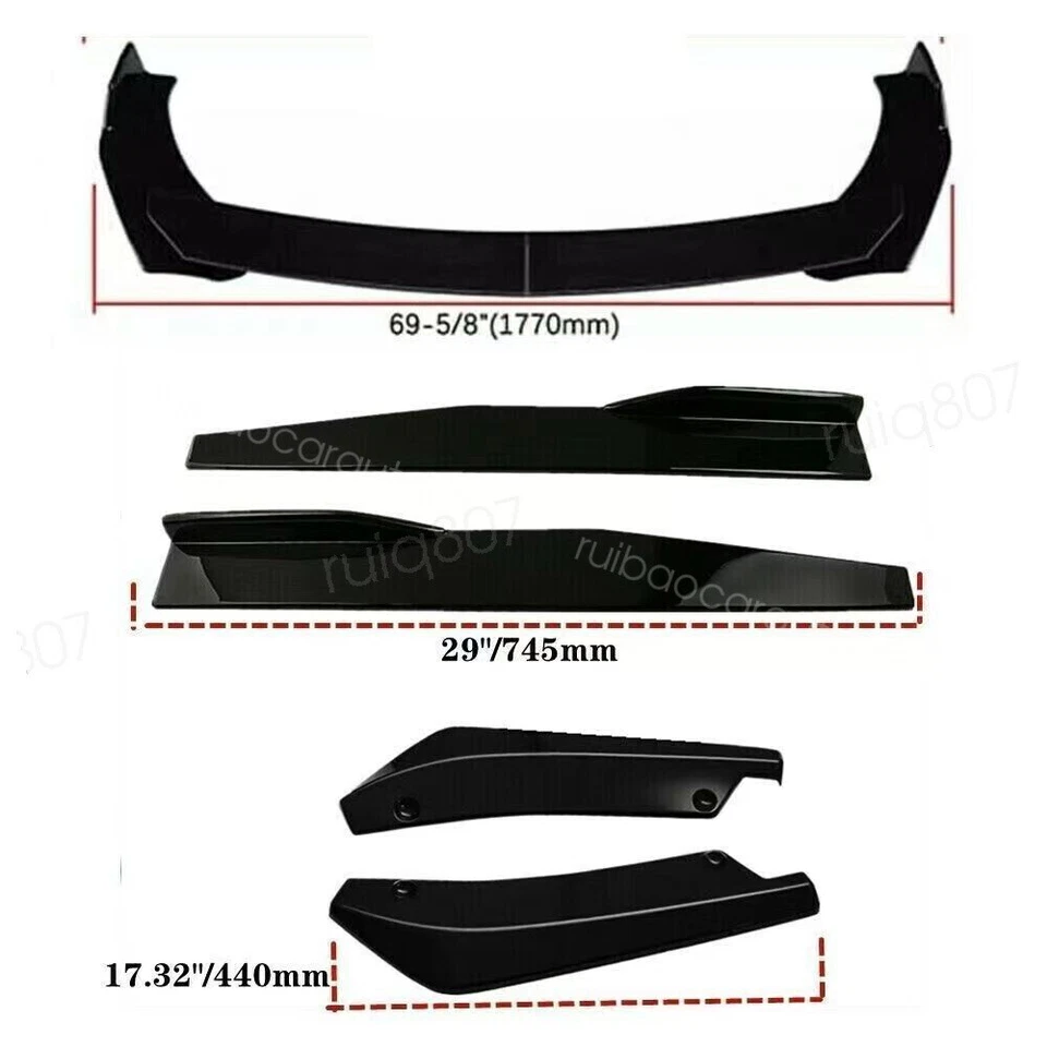 Front Rear Bumper Lip 29" Side Skirts Body Kit For Chevrolet Cobalt 2005-2010 Foto 3 de 4