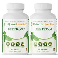 Organic Beetroot 1300mg Capsules 120 Ct Vegan Non-GMO Gluten Free Heart Health