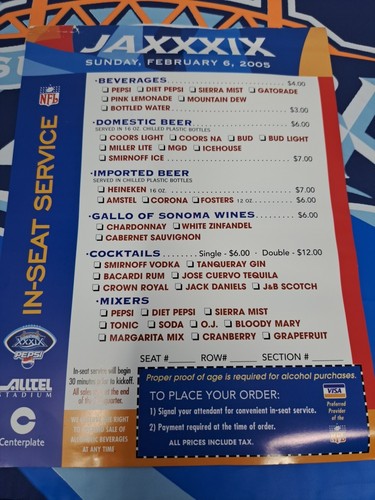 2005 XXXIX Superbowl Package Club/ Suite Ticket Stubs, Cushions, Program, VIP tx - Picture 10 of 14