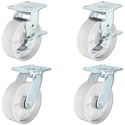 CasterHQ - 6'' x 2'' Steel Wheel Casters | Set of 4 Swivel Casters 2 with Brakes