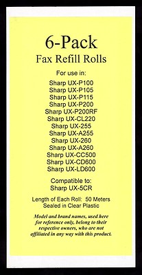 6-pack of UX-5CR Fax Refills for Sharp UX-255 UX-A255 UX-260 UX-A260 UX-CL220
