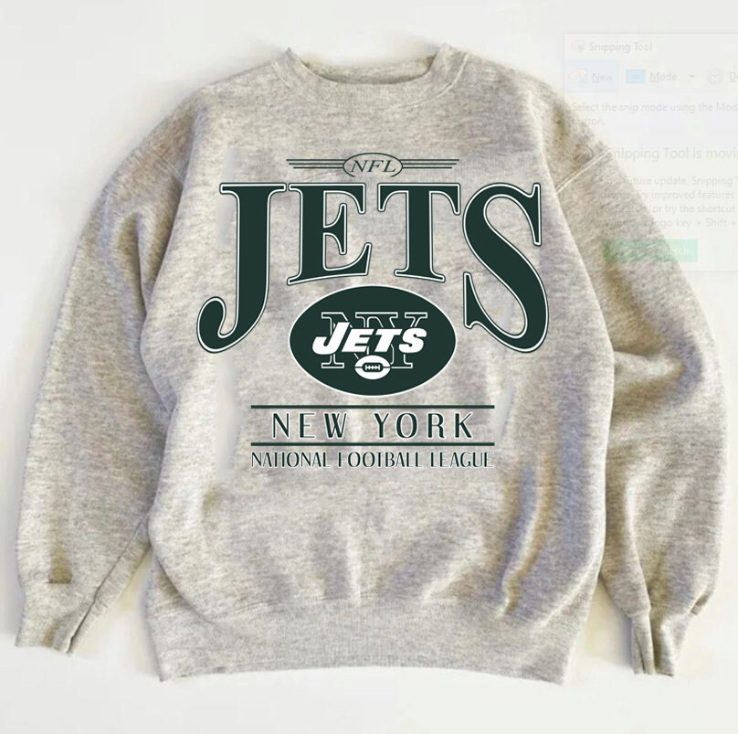 NFL New York Jets Football Graphic Ash Color SweatShirt NFL New York Jets Football Graphic Ash Color SweatShirt