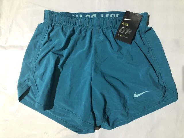 Nike Womens Dri Fit 2 in 1 Flex Training Shorts Teal Sz Medium AH8478 467