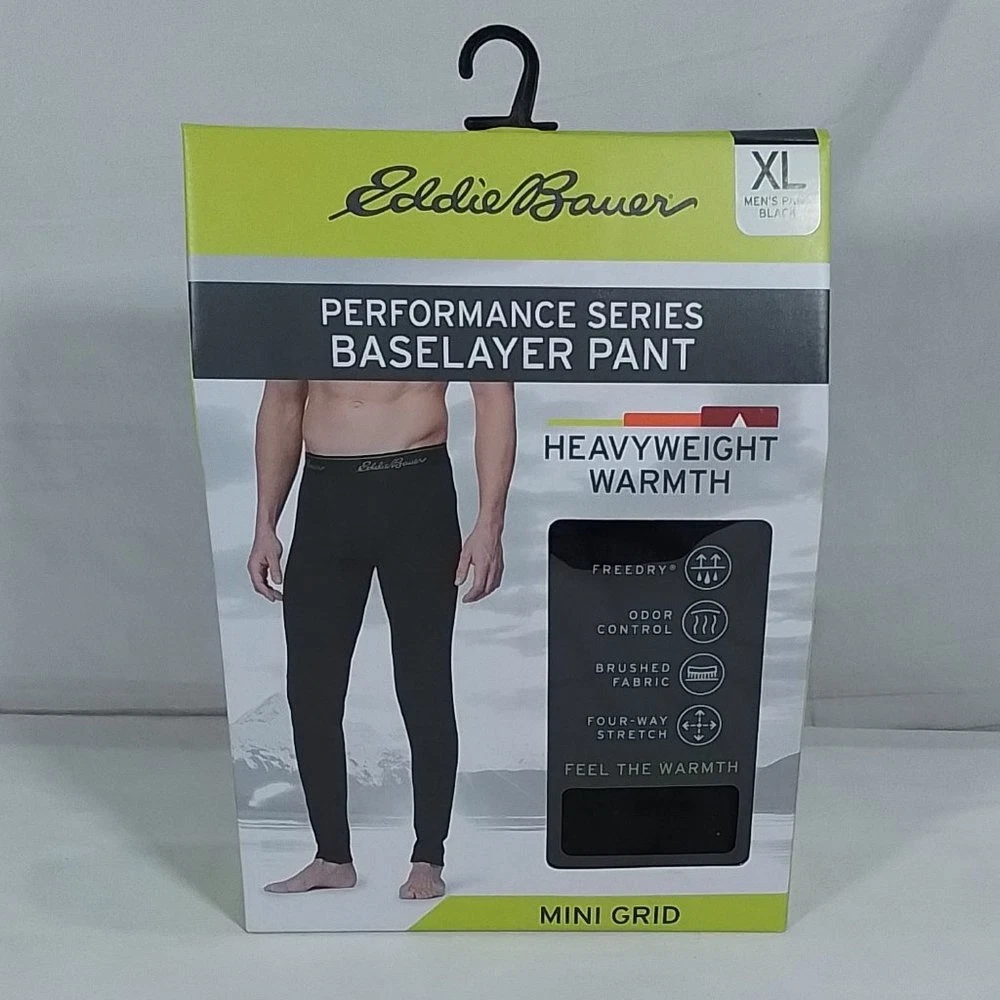 Men's Eddie Bauer Performance Series Baselayer Pant Black - Various Sizes - NIB