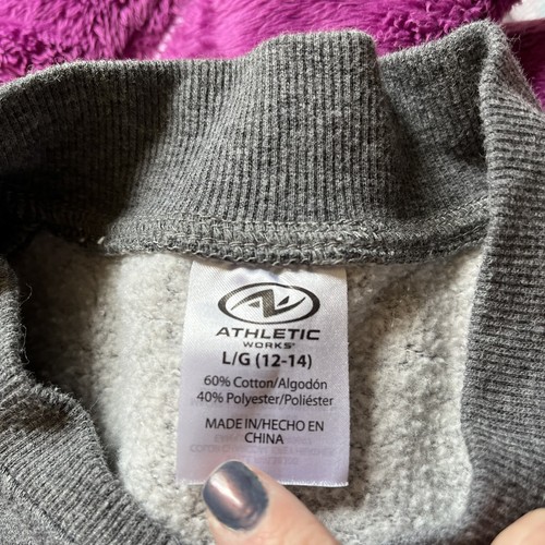 Athletic Works Girls Athletic Sweatshirt Sz L 12 / 14 Gray Zip Front Athleisure - Picture 4 of 11