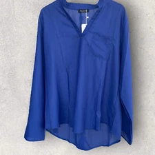 NWT Fee Et Rit Size 5xl Womens Blue V-Neck Pleated Back Light Weight