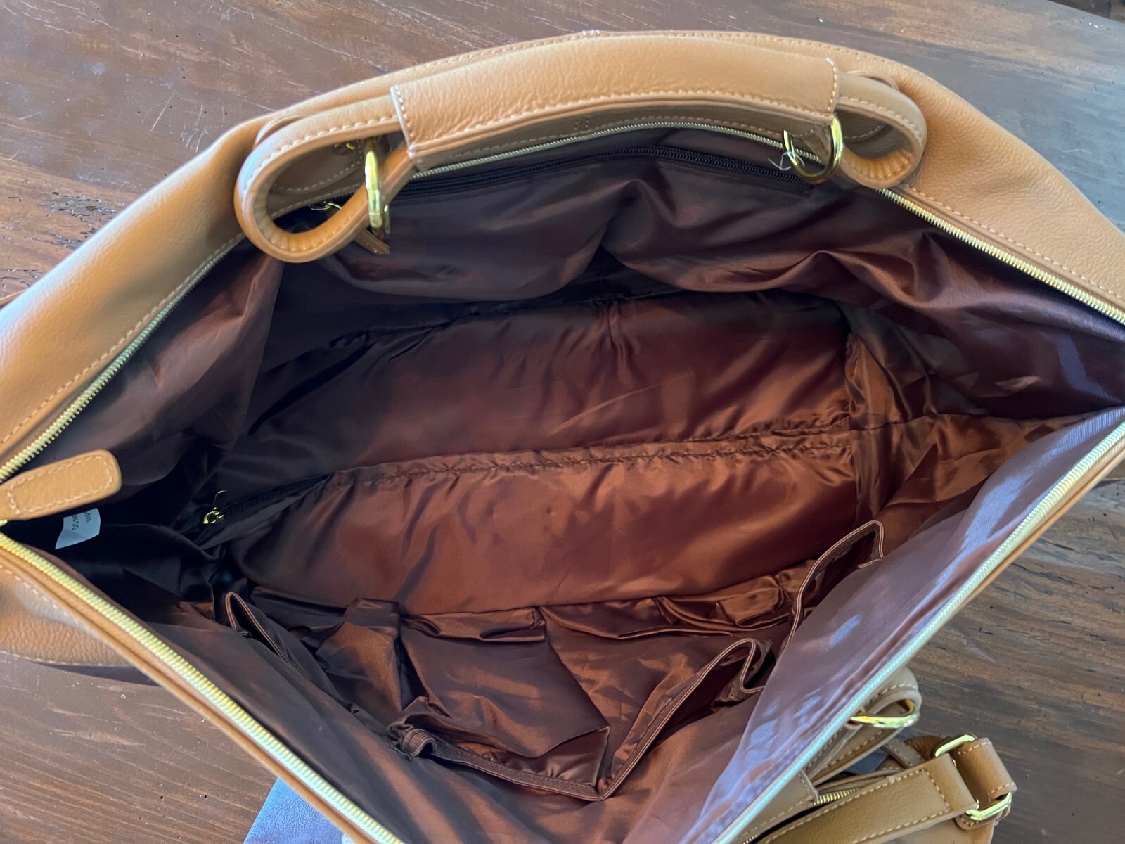 JM New York Brown and Tan Luggage Roller Bag & Purse/tote eBay