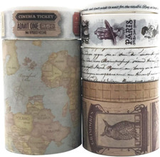 7 Rolls Washi Masking Tapes Set, Japanese Decorative Writable Vintage Tape for D