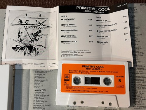 MICK JAGGER Primitive Cool JAPAN CASSETTE 28KP1540 w/ PS (flap intact) + INSERT - Picture 2 of 9