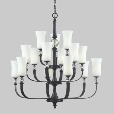 Z-Lite Harmony 15 Light Matte Black And Matte Opal Glass Chandelier $747