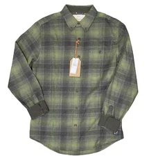 New Mens Small Weatherproof Vintage Green Flannel Shirt Button Front Soft Plaid
