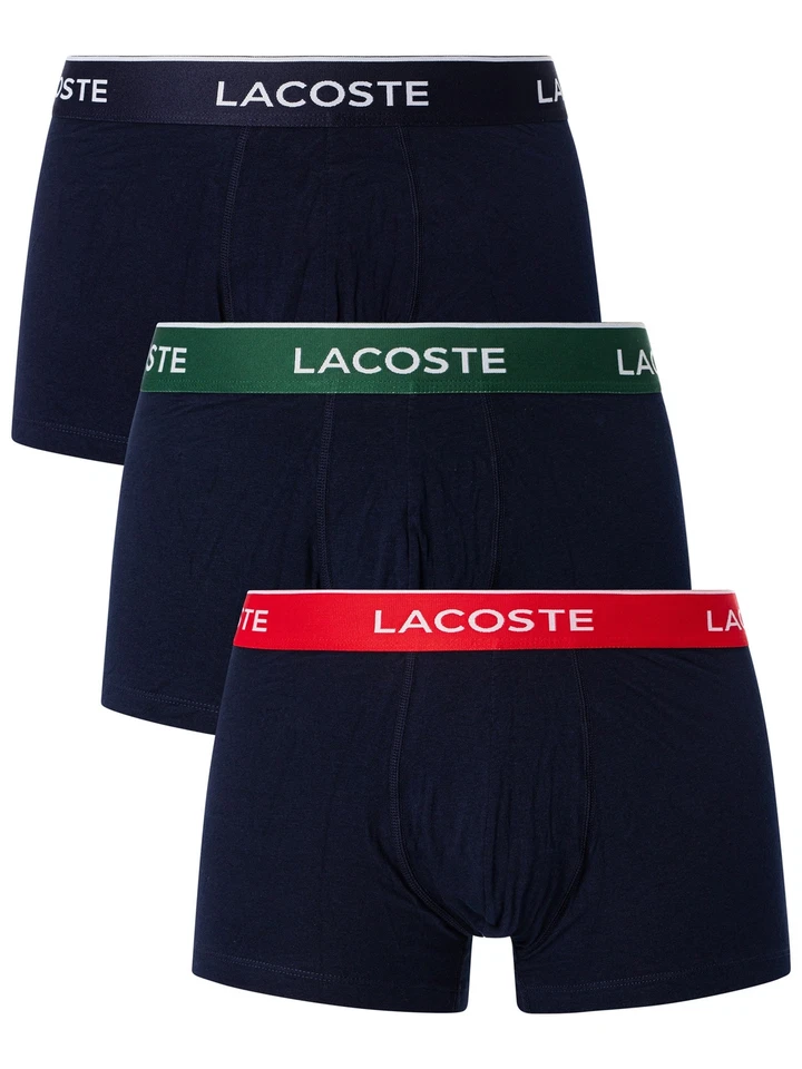 Lacoste Men's 3 Pack Casual Trunks, Blue