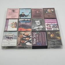 Vintage Lot of 12 Country, Folk, and Blue Grass Music Cassette Tapes
