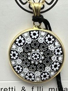 Authentic Murano 25mm Millefiori Pendant Gold Plated Silver Italian Art (MI 31)