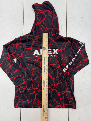 Apex Fishing Black Red Long Sleeve Hooded UPF Shirt Boys Size 5T - Picture 2 of 5
