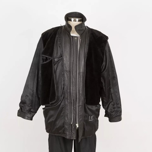Mens Vintage Leather Jacket Size XL Black Removable Liner - Picture 6 of 12