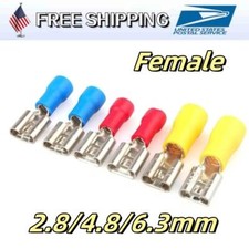 50/100/200pcs Female Spade Insulated Connector Crimp Electrical Wire Terminal