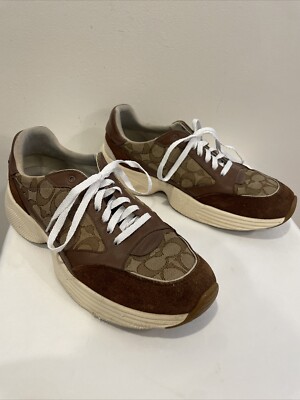 Coach Tech Runner In Signature Low Cut Sneakers Brw/Suede-(W-11.5/M-9.5) READ