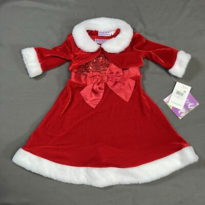 Blueberi Boulevard 2 Piece Christmas Santa Dress / Girls 12M / Red Sequins Shrug