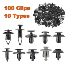 100 x Trunk Screw Rivets Set Car Bumper Fender For Auto Plastic Fastener Clips
