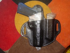 1911 full size Caiman look leather holster mag carrier Black Kwik Free