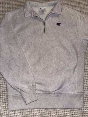 Champion Women’s Oversized Reverse Weave 1/4 Zip Sweatshirt Gray In Size SM 