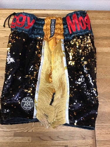 Custom Boxing Trunks Shorts - "SWAGGY" "Most Hated" XL Sequin 30-36 Waist NN7 - Picture 11 of 14