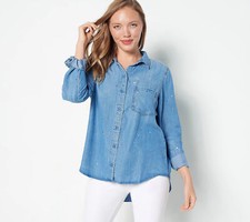 Side Stitch Soft Tencera Painted Dot Shirt Medium Ombre S New