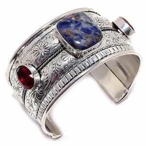 Naranja Sodalita Granate Piedras Preciosas Joyeria De Plata Esterlina 925 Brazalete Adj Q484 Ebay