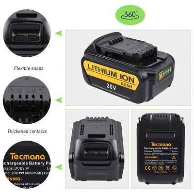 18V/20V 6,0Ah Li-Ion Akku für Dewalt DCB184 DCB182 DCB180 DCB204 DCB205 DCD740