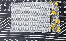 Handmade pillowcase queen size cotton FLOWERS SHABBY CHIC BEES GRAY WHITE YELLOW