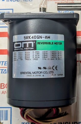 Oriental Motor 5RK40GN-AW 115v Reversible AC Motor. 40 Watt 1450 RPM 1/19 HP