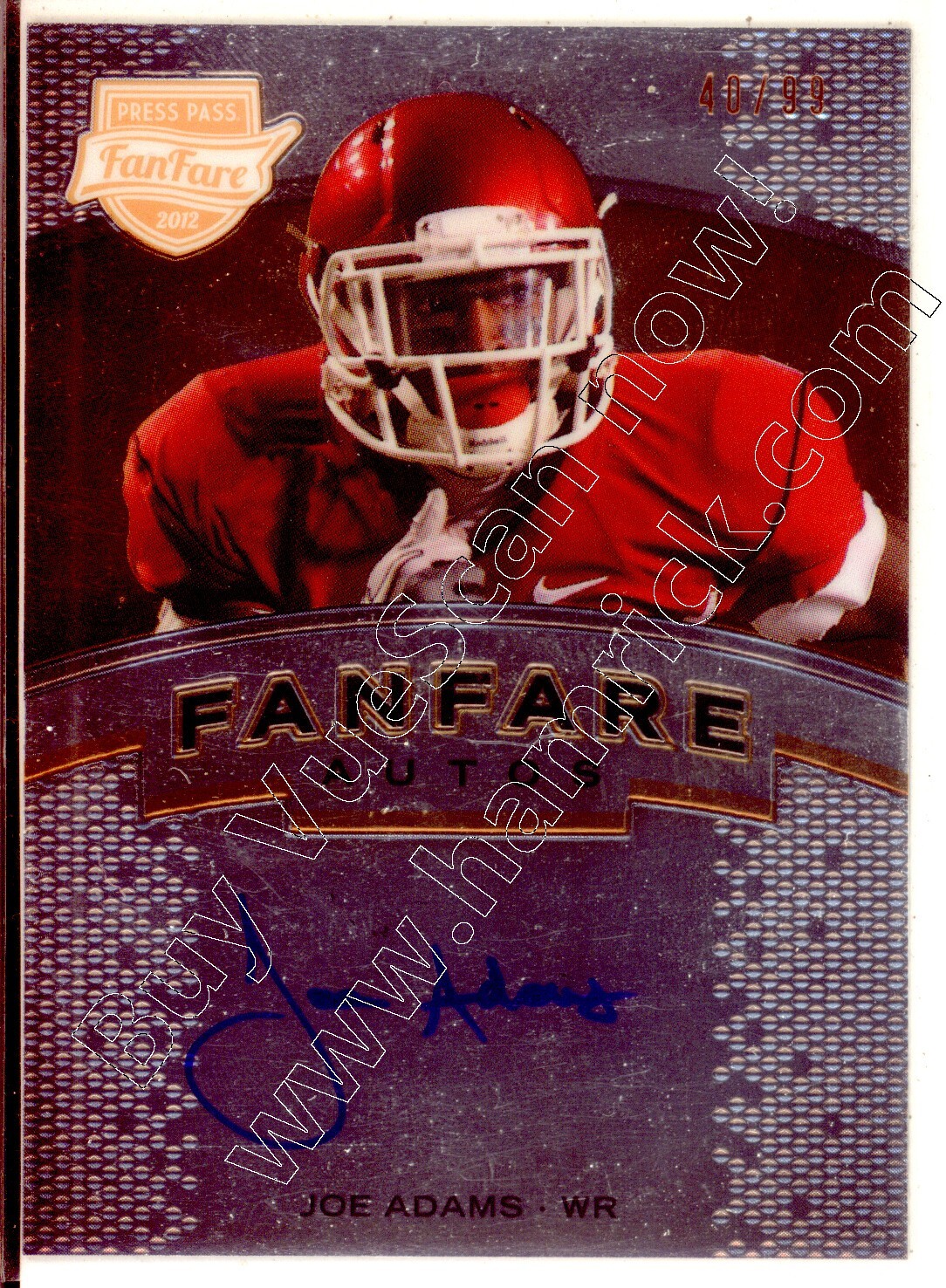 joe adams rc rookie draft auto autograph arkansas razorbacks college ...