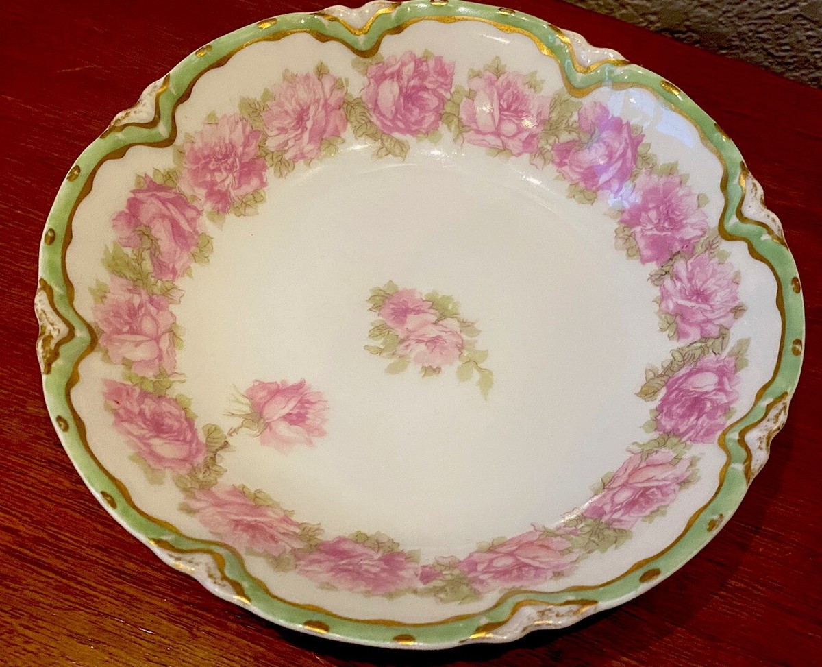 VERY RARE~Haviland Limoges Bowl 6” Drop Rose Scalloped Gold Trim