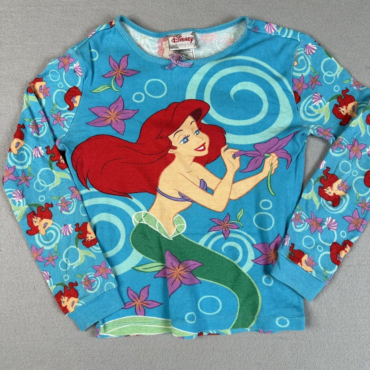 The Disney Store The Little Mermaid Ariel Pajama Girls Top AllOver Print