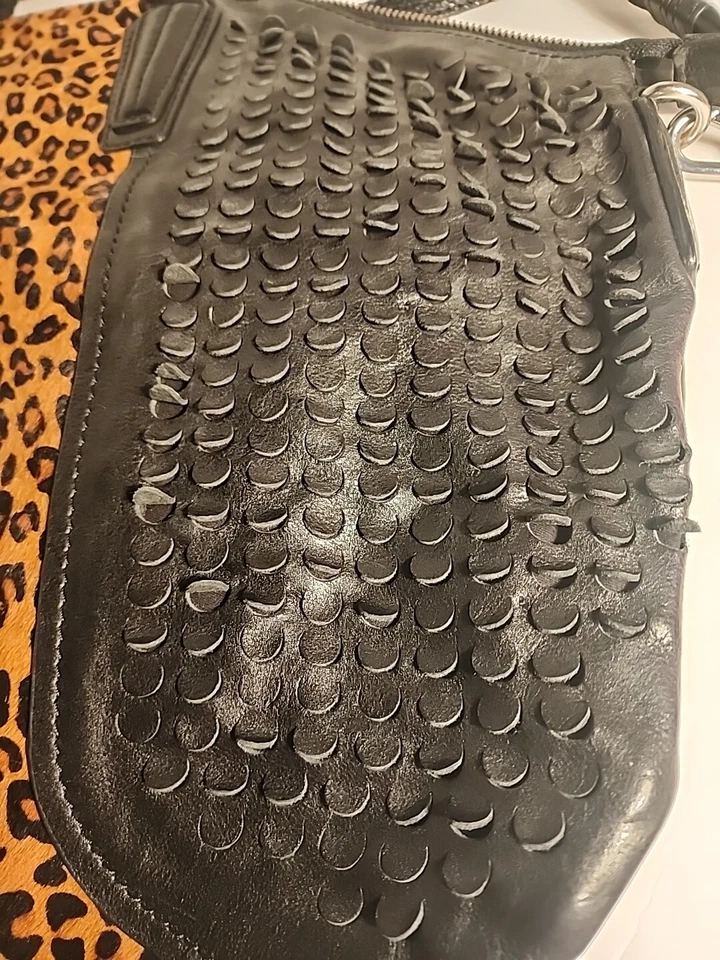 ORYANY Grande Cuero Negro Pelo de becerro Bolso de Hombro Estampado de Guepardo Foto 3 de 4