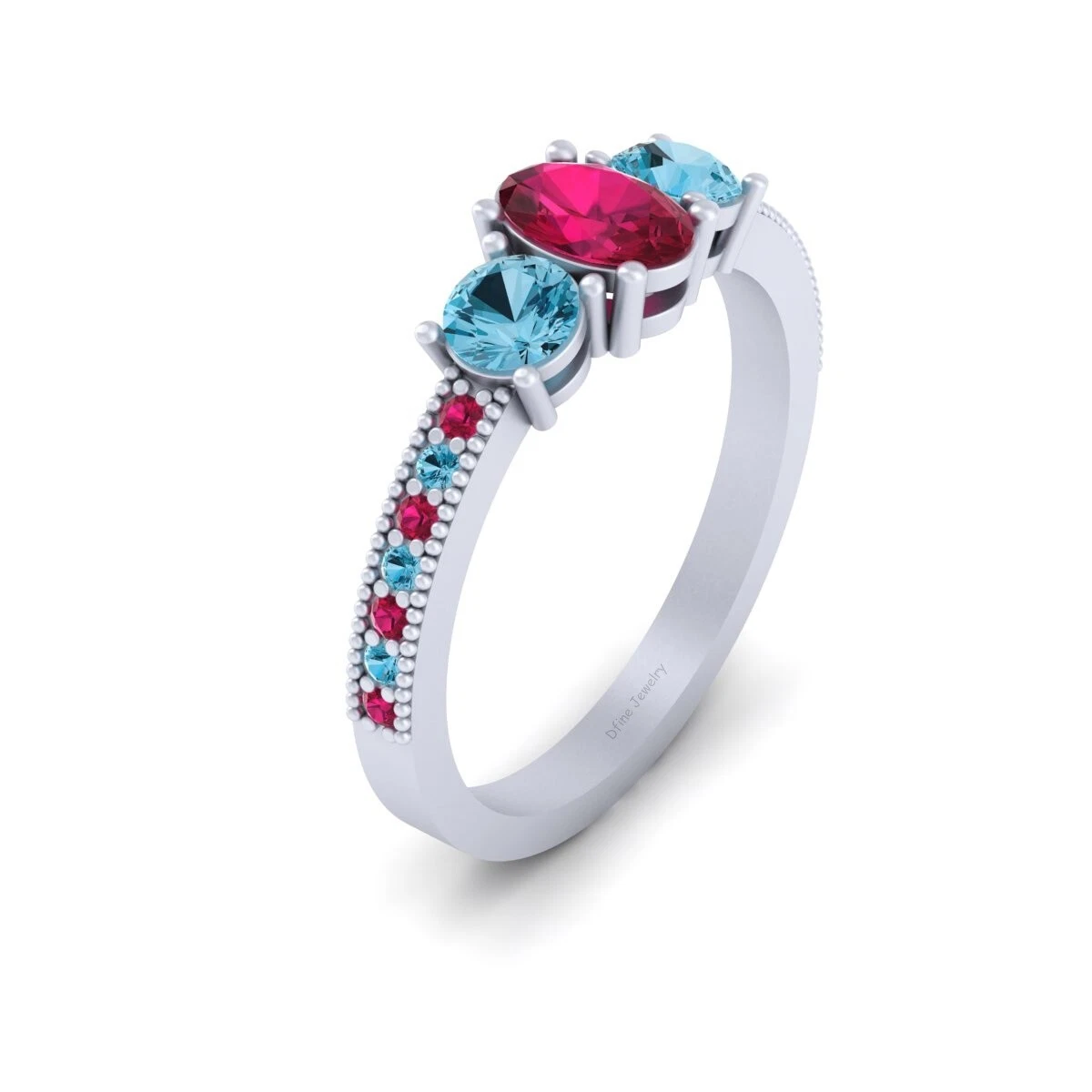 Aquamarine and ruby engagement rings clearance