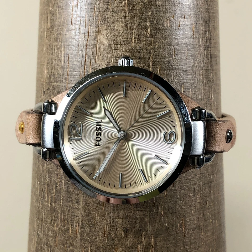 Fossil Georgia Women ES-2830 Leather Bund Strap Quartz Analog 32mm Watch 6 3/4" - image 2 of 4