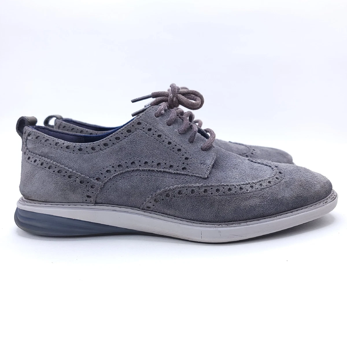 Cole Haan Men s Grand Evolution Oxford Shoes Suede Gray Size 9.5