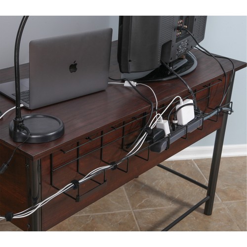 Wire Tray Under Desk Cable Organizer Holds Cables Cords 2 Pack - Photo 4/6
