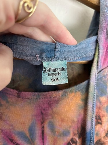 Kathmandu Imports Hoodie Womens Tie Dye Top Hippie Boho Festival Rainbow Shirt - Picture 2 of 5