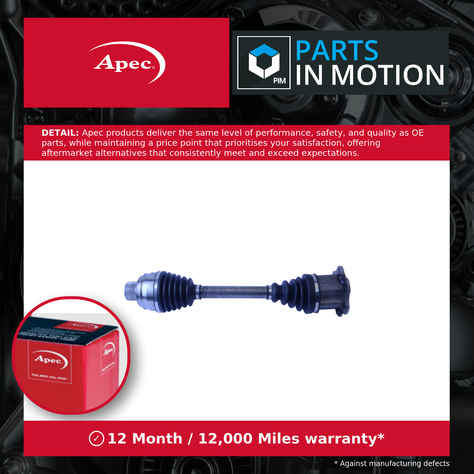 Drive Shaft fits AUDI A6 Allroad C7, C8 3.0D Front 2012 on Semi-automatic Apec - Image 3