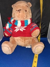 Disney Store WINTER WINNIE The POOH BEAR 12" Plush 2008 with Scarf  Sweater