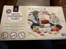 Member's Mark NIB 36 Pieces Wooden Camping Food Playset Ages 3 and Up Kids Toys