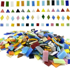 1100 Pieces DIY Glass Mosaic Tiles, 970G Mixed Shapes Colorful Stained Glass Hob
