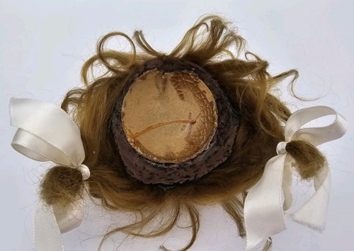 Antike schöne Mohair Perücke mit Bändern & Pastete für antike Biskuitkopf Puppe 13 Zoll - Bild 3 von 7